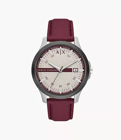 AX2452 - Armani Exchange Three-Hand Date Red Leather Watch For Men - Shop Authentic watches(s) from Maybrands - for as low as ₦235500! 